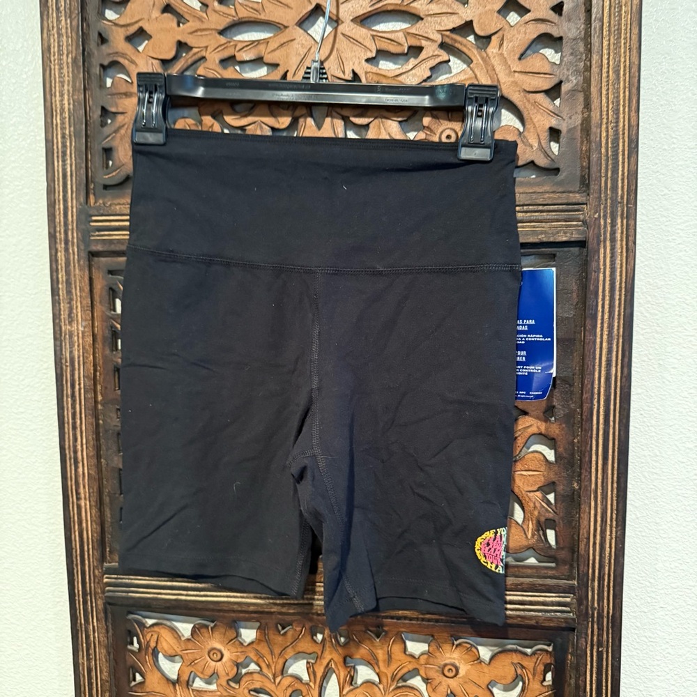 Champion Black Women's Bike Shorts with Small Heart Patch